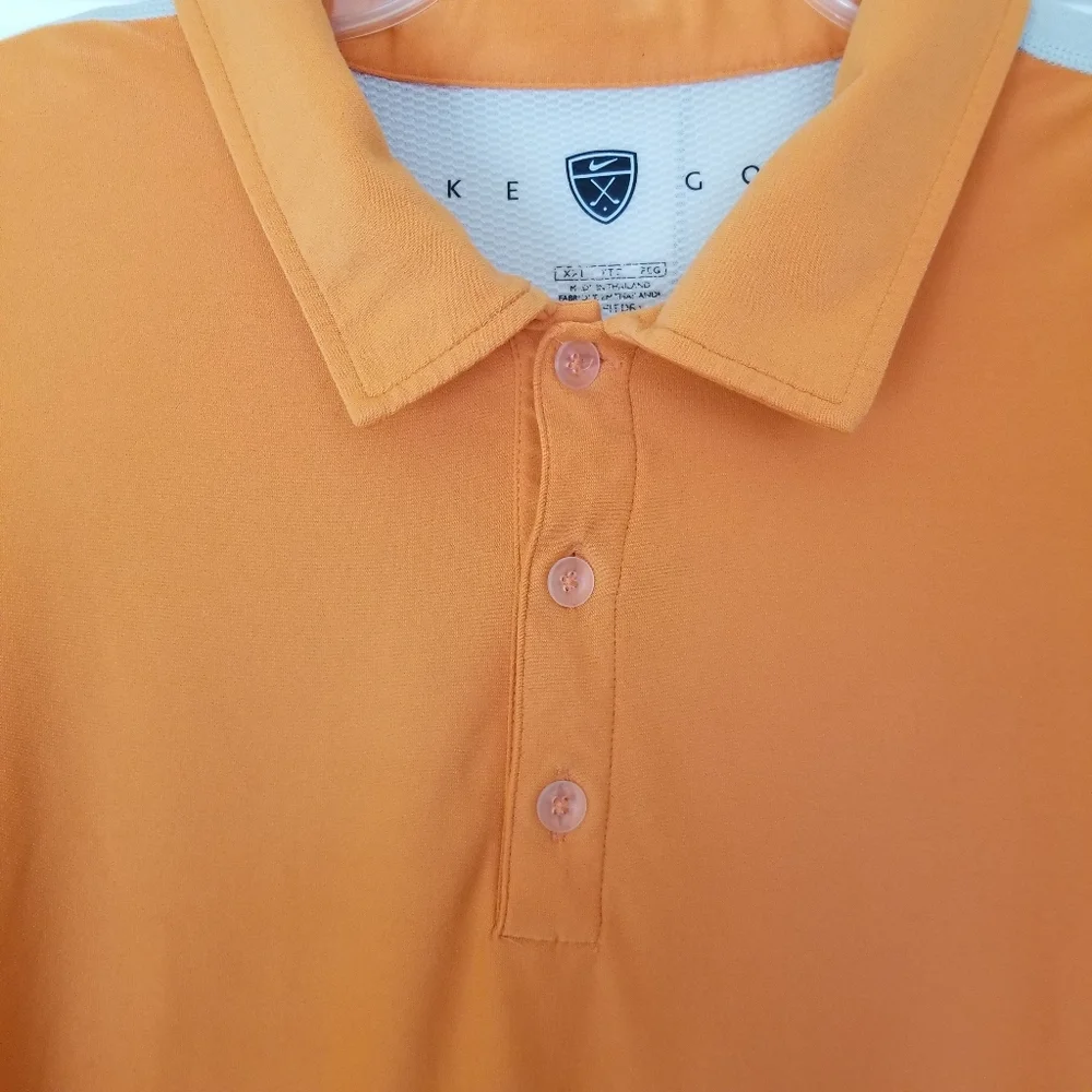 Nike‎ Golf Fit Dry Orange Polo Short Sleeve Shirt Size: XXL